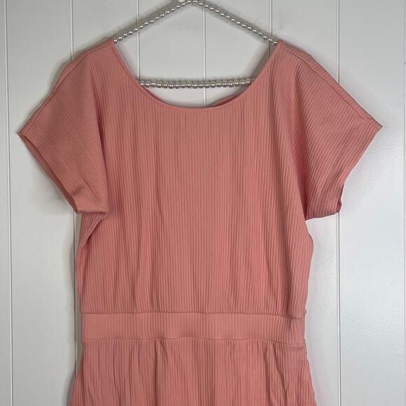 Anthropologie Daily Practice Ribbed Peach Short Sleeve Midi Dress SZ M - Picture 4 of 10